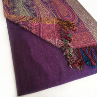 A-SHU LARGE PURPLE RAINBOW MULTI COLOUR PAISLEY PRINT PASHMINA SHAWL SCARF - A-SHU.CO.UK