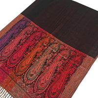A-SHU LARGE BLACK RAINBOW MULTI COLOUR PAISLEY PRINT PASHMINA SHAWL SCARF - A-SHU.CO.UK