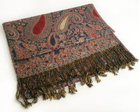 A-SHU LARGE TEAL MULTI COLOUR PAISLEY PRINT PASHMINA SHAWL SCARF - A-SHU.CO.UK