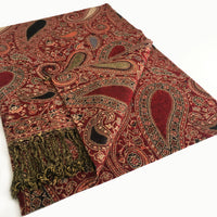 A-SHU LARGE RED MULTI COLOUR PAISLEY PRINT PASHMINA SHAWL SCARF - A-SHU.CO.UK
