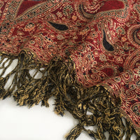 A-SHU LARGE RED MULTI COLOUR PAISLEY PRINT PASHMINA SHAWL SCARF - A-SHU.CO.UK
