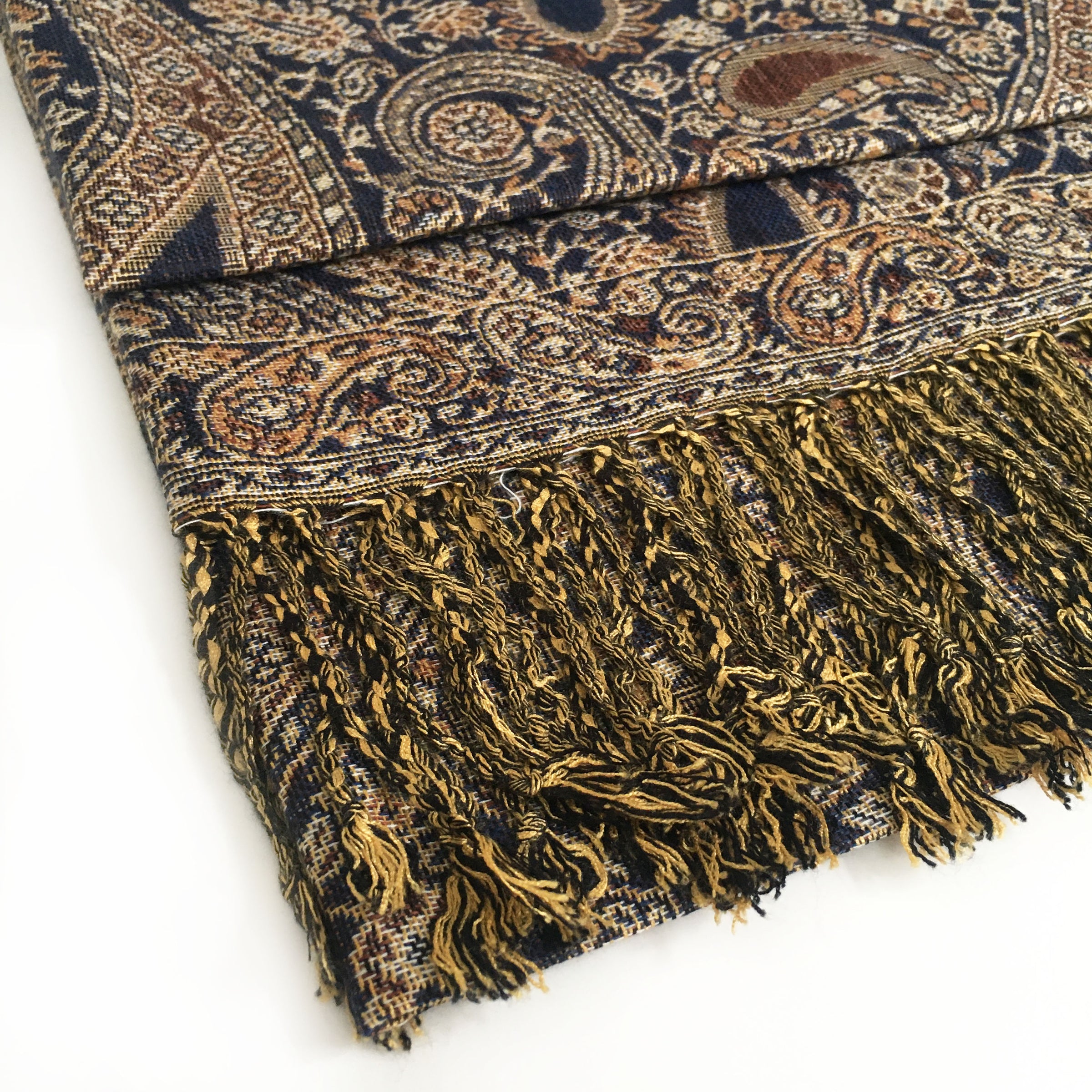 A-SHU LARGE BROWN MULTI COLOUR PAISLEY PRINT PASHMINA SHAWL SCARF - A-SHU.CO.UK