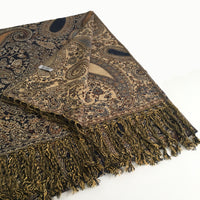 A-SHU LARGE BROWN MULTI COLOUR PAISLEY PRINT PASHMINA SHAWL SCARF - A-SHU.CO.UK