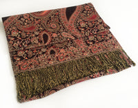 A-SHU LARGE BLACK MULTI COLOUR PAISLEY PRINT PASHMINA SHAWL SCARF - A-SHU.CO.UK