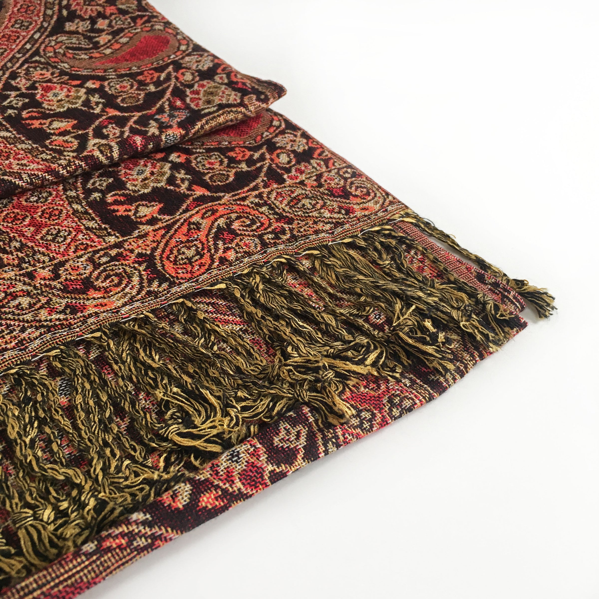 A-SHU LARGE BLACK MULTI COLOUR PAISLEY PRINT PASHMINA SHAWL SCARF - A-SHU.CO.UK