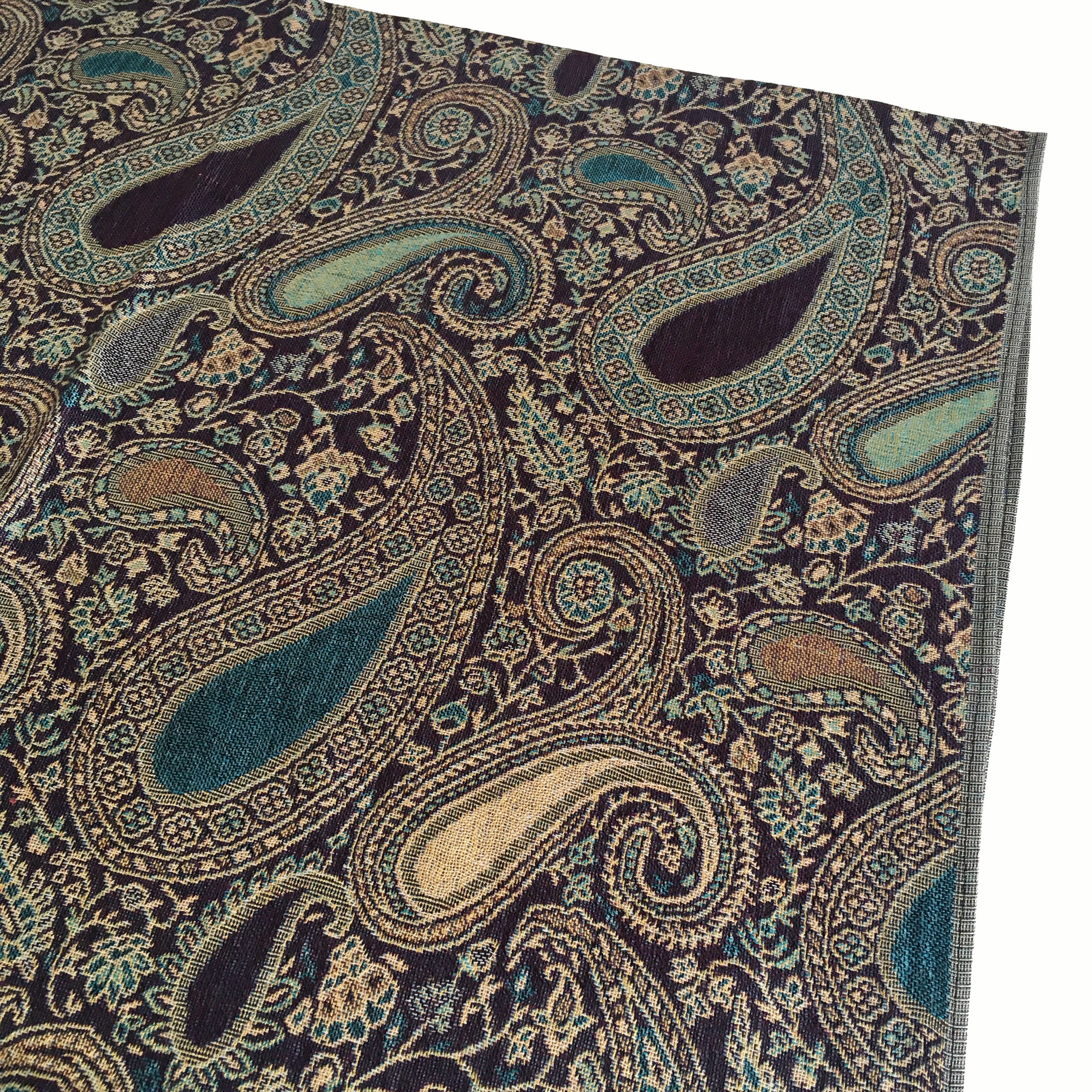 A-SHU LARGE PURPLE MULTI COLOUR PAISLEY PRINT PASHMINA SHAWL SCARF - A-SHU.CO.UK