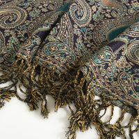 A-SHU LARGE PURPLE MULTI COLOUR PAISLEY PRINT PASHMINA SHAWL SCARF - A-SHU.CO.UK