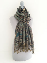 A-SHU LARGE PURPLE MULTI COLOUR PAISLEY PRINT PASHMINA SHAWL SCARF - A-SHU.CO.UK