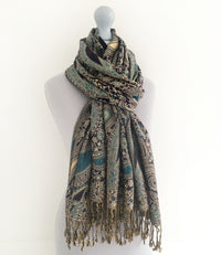A-SHU LARGE PURPLE MULTI COLOUR PAISLEY PRINT PASHMINA SHAWL SCARF - A-SHU.CO.UK