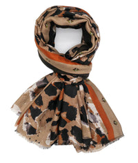 LARGE BEIGE CAMEO LEOPARD PRINT SCARF