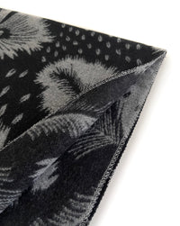 LARGE BLACK CASHMERE FEATHER PRINT REVERSIBLE WINTER SHAWL BLANKET SCARF