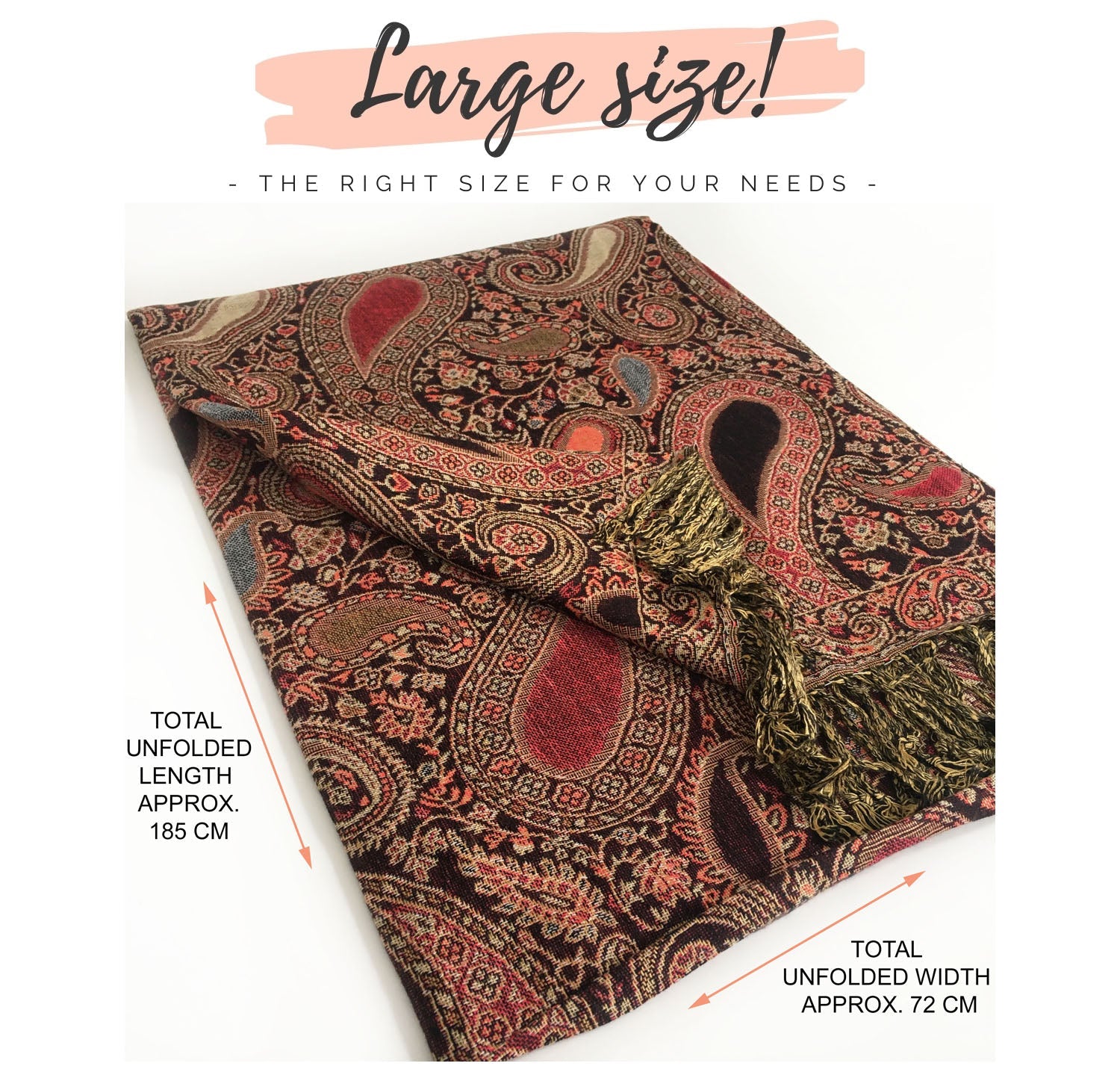 LARGE BLACK MULTI COLOUR PAISLEY PRINT PASHMINA SHAWL SCARF