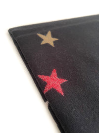 LARGE BLACK STAR PRINT REVERSIBLE CHECKED WINTER SHAWL BLANKET SCARF