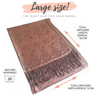 LARGE BLUSH PINK SWIRL FLORAL PRINT REVERSIBLE PASHMINA SHAWL SCARF - A-SHU.CO.UK