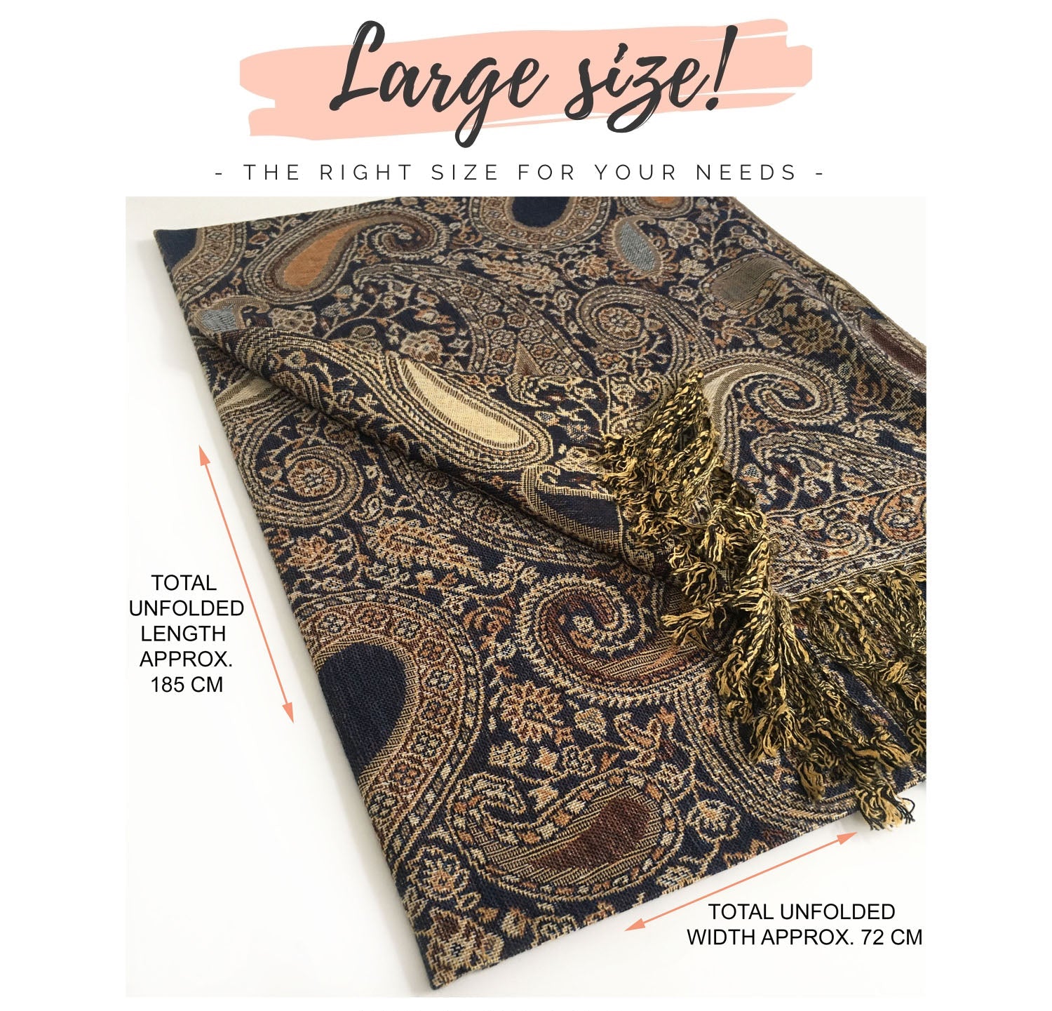 LARGE BROWN MULTI COLOUR PAISLEY PRINT PASHMINA SHAWL SCARF