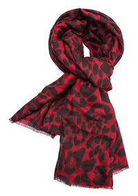 LARGE BURGUNDY LEOPARD PRINT SCARF