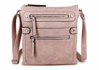 LARGE DARK PINK MULTI COMPARTMENT CROSSBODY BAG WITH LONG STRAP - A-SHU.CO.UK