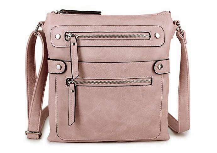 LARGE DARK PINK MULTI COMPARTMENT CROSSBODY BAG WITH LONG STRAP - A-SHU.CO.UK