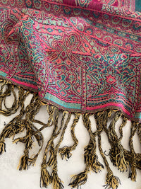 LARGE FUCHSIA PINK REVERSIBLE GEOMETRIC PAISLEY PRINT PASHMINA SHAWL SCARF WRAP