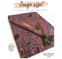 LARGE FUSCHIA PINK MULTI COLOUR PAISLEY PRINT PASHMINA SHAWL SCARF