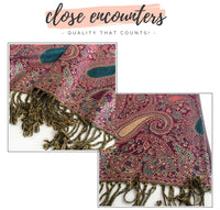 LARGE FUSCHIA PINK MULTI COLOUR PAISLEY PRINT PASHMINA SHAWL SCARF