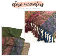 LARGE GREEN RAINBOW MULTI COLOUR PAISLEY PRINT PASHMINA SHAWL SCARF