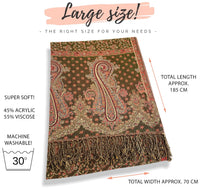 LARGE GREEN REVERSIBLE MULTI COLOUR PAISLEY PRINT PASHMINA SHAWL SCARF WRAP