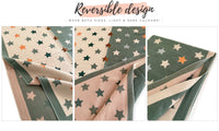 LARGE GREEN WOOL STAR PRINT REVERSIBLE WINTER SHAWL BLANKET SCARF - A-SHU.CO.UK