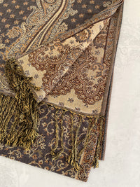 LARGE GREY REVERSIBLE MULTI COLOUR PAISLEY PRINT PASHMINA SHAWL SCARF WRAP