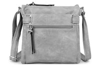 LARGE LIGHT GREY MULTI COMPARTMENT CROSS BODY OVER SHOULDER BAG WITH LONG STRAP - A-SHU.CO.UK