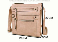 LARGE DARK PINK MULTI COMPARTMENT CROSSBODY BAG WITH LONG STRAP - A-SHU.CO.UK