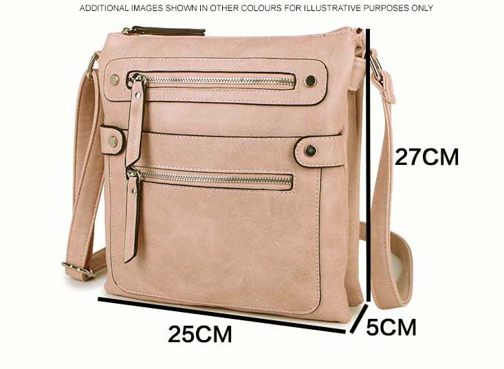 LARGE DARK PINK MULTI COMPARTMENT CROSSBODY BAG WITH LONG STRAP - A-SHU.CO.UK