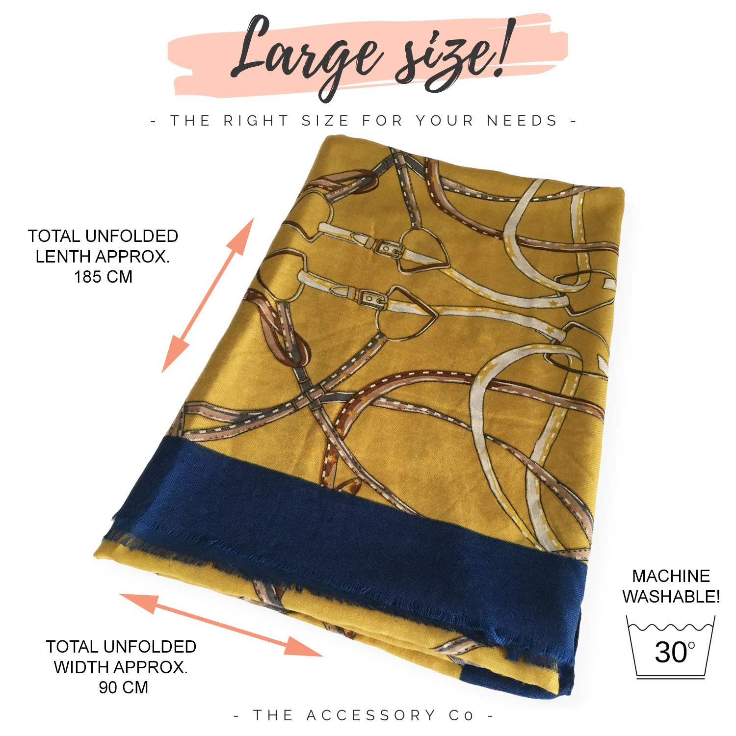 LARGE MUSTARD YELLOW CONTEMPORARY BUCKLE PRINT PASHMINA SHAWL SCARF - A-SHU.CO.UK