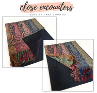 LARGE NAVY BLUE RAINBOW MULTI COLOUR PAISLEY PRINT PASHMINA SHAWL SCARF