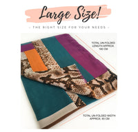 LARGE ORANGE BLOCK PRINT SNAKESKIN SHAWL SCARF