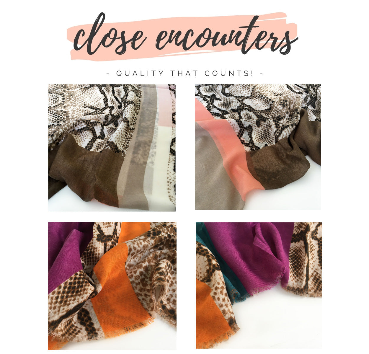 LARGE ORANGE BLOCK PRINT SNAKESKIN SHAWL SCARF