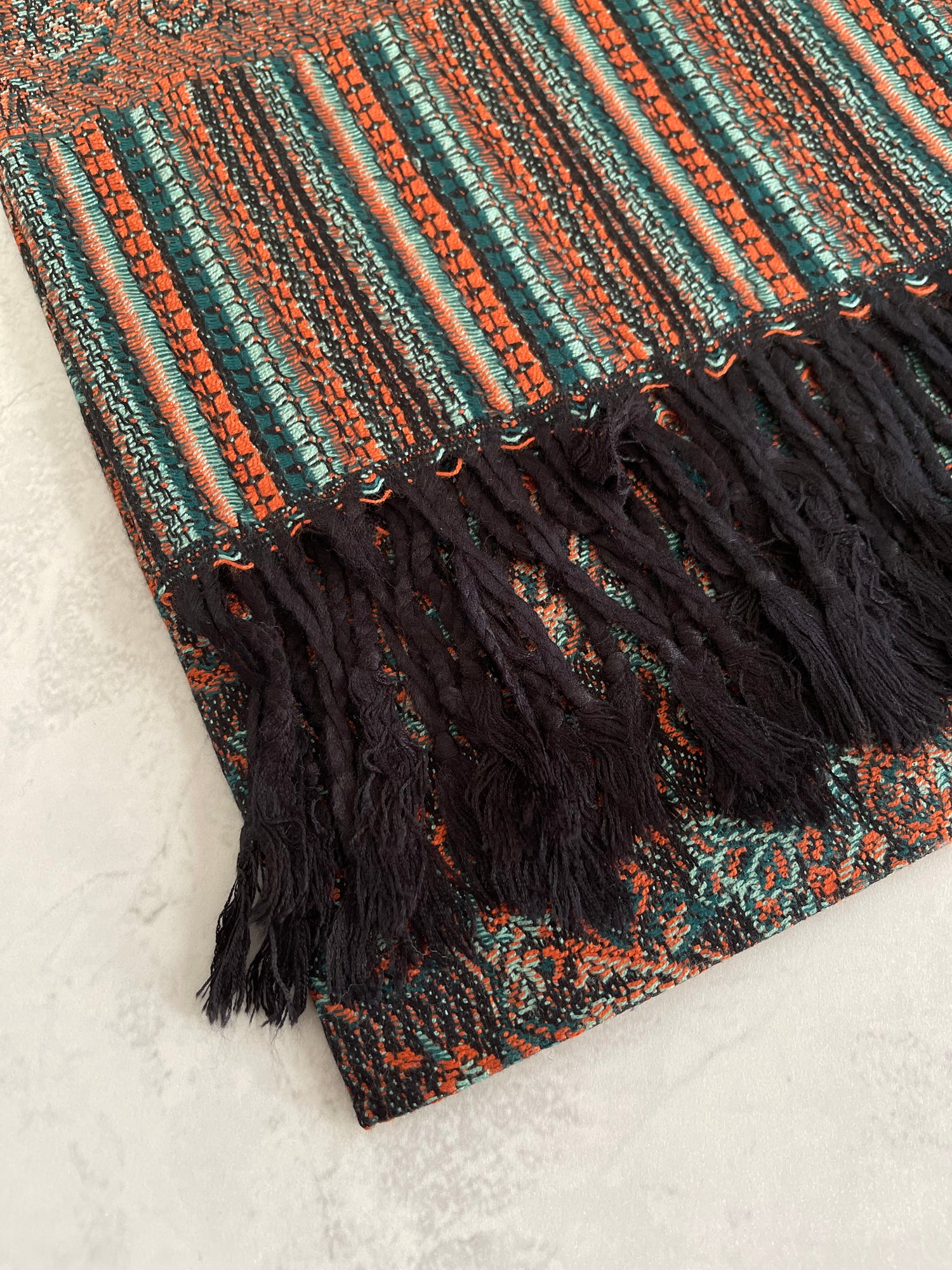 LARGE ORANGE RUST PAISLEY PRINT REVERSIBLE PASHMINA SHAWL SCARF WITH TASSELS