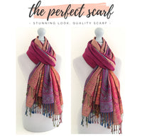 LARGE PINK RAINBOW MULTI COLOUR PAISLEY PRINT PASHMINA SHAWL SCARF