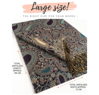 LARGE PURPLE MULTI COLOUR PAISLEY PRINT PASHMINA SHAWL SCARF