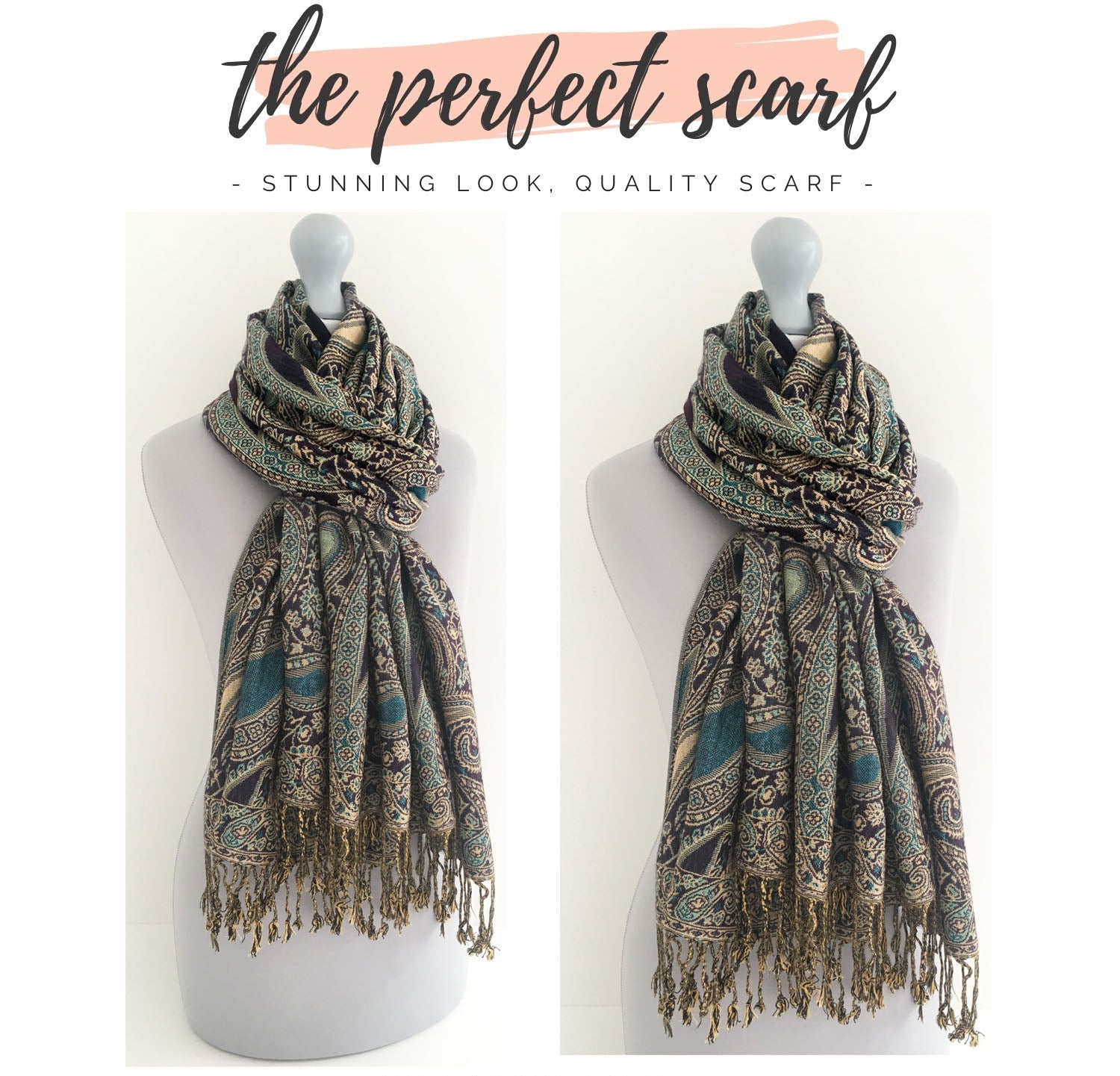 LARGE PURPLE MULTI COLOUR PAISLEY PRINT PASHMINA SHAWL SCARF