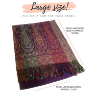 LARGE PURPLE RAINBOW MULTI COLOUR PAISLEY PRINT PASHMINA SHAWL SCARF
