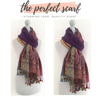 LARGE PURPLE RAINBOW MULTI COLOUR PAISLEY PRINT PASHMINA SHAWL SCARF
