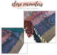 LARGE TEAL RAINBOW MULTI COLOUR PAISLEY PRINT PASHMINA SHAWL SCARF