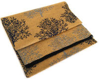 LARGE THICK NAVY MUSTARD TREE PRINT REVERSIBLE WINTER SHAWL BLANKET SCARF