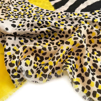LARGE YELLOW TIGER AND LEOPARD PRINT SHAWL SCARF