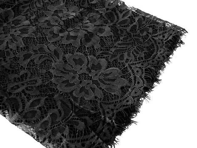 A-SHU LARGE BLACK LACE DETAIL LIGHTWEIGHT SCARF - A-SHU.CO.UK