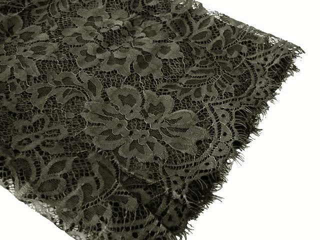 A-SHU LARGE DARK GREY LACE DETAIL LIGHTWEIGHT SCARF - A-SHU.CO.UK