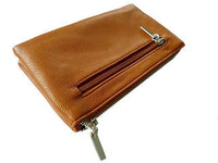 A-SHU LARGE MULTI-COMPARTMENT CROSS-BODY PURSE BAG WITH WRIST AND LONG STRAPS - TAN - A-SHU.CO.UK