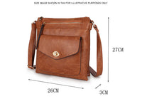 A-SHU LARGE DUSKY PINK TURN LOCK MULTI COMPARTMENT CROSS BODY SHOULDER BAG WITH LONG STRAP - A-SHU.CO.UK