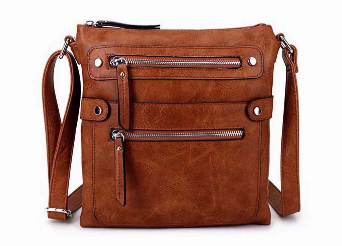 A-SHU LARGE TAN MULTI COMPARTMENT CROSSBODY BAG WITH LONG STRAP - A-SHU.CO.UK